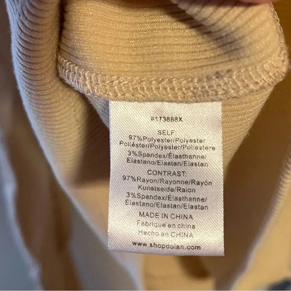 Dolan Puff Sleeve Pearl Embellished Blouse Shirt‎ Tan Crewneck 3X Ribbed - Picture 6 of 6